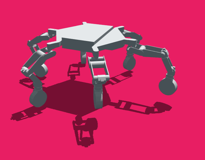 Articulated hexapod with legs moving on hinge joints