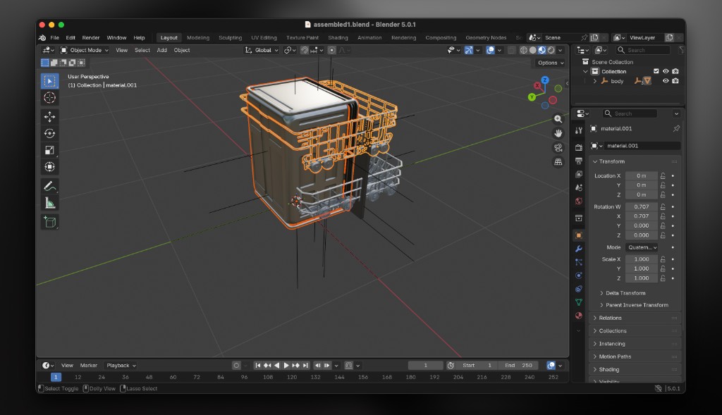 Placement iteration 1 collision visualization in Blender